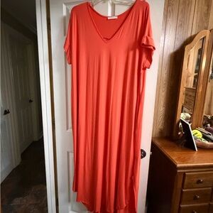 Elegant Orange V-Neck Dress